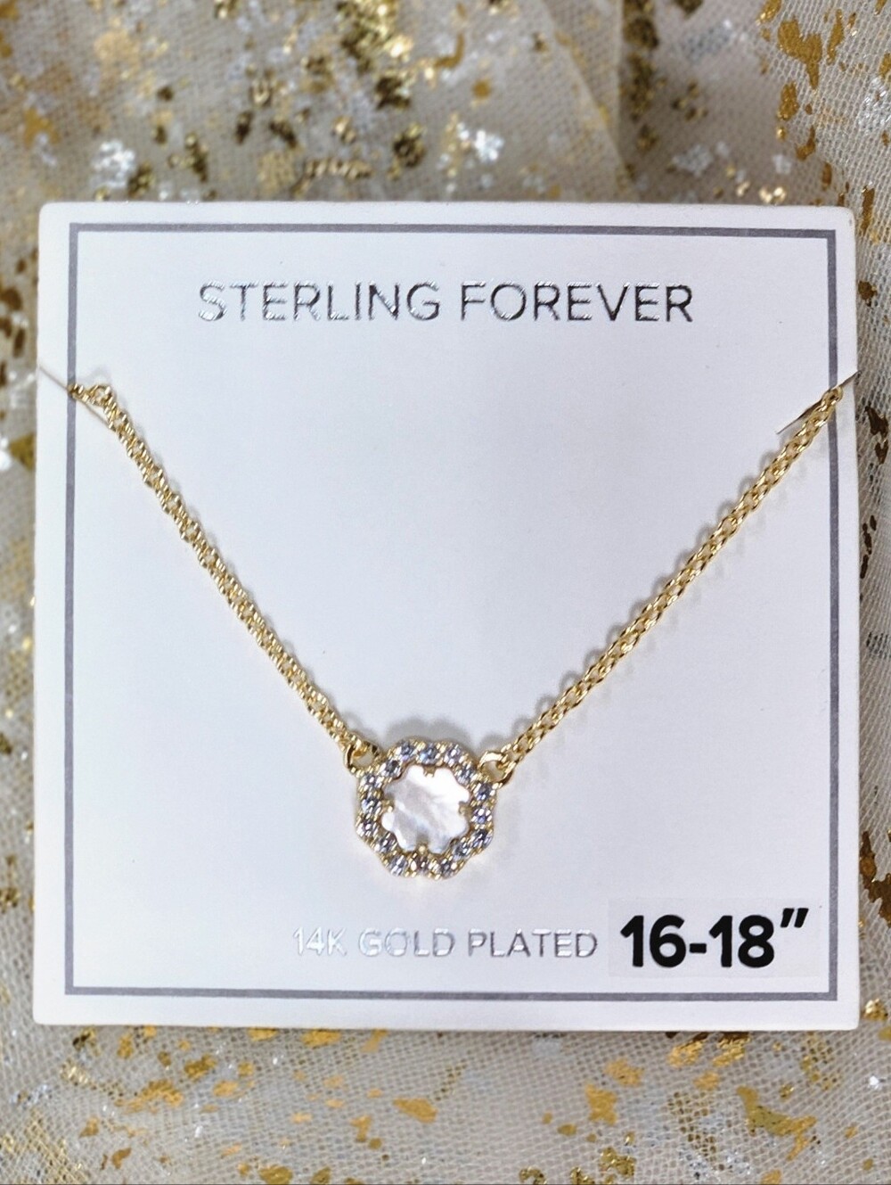 Sterling Forever Necklace Rose Petal 14k Gold Plated CZ Floral Cottagecore Gifts